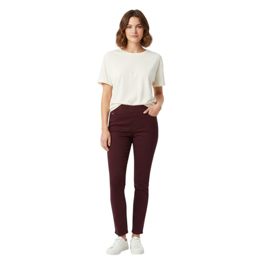 Nine West Heidi Women's Burgundy Pull-On Straight Jeans Size 14